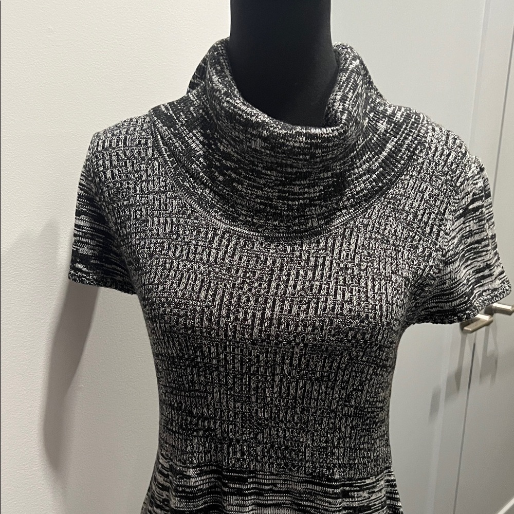 Calvin Klein Black & Gray Cowl Neck Dress